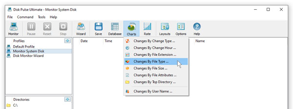 DiskPulse Charts Menu