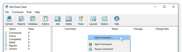 DiskPulse Server Add Disk Change Monitoring Command