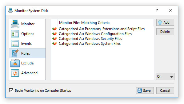 DiskPulse Disk Monitor File Matching Rules