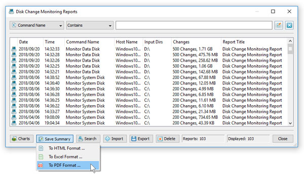 DiskPulse Server Save Summary Report